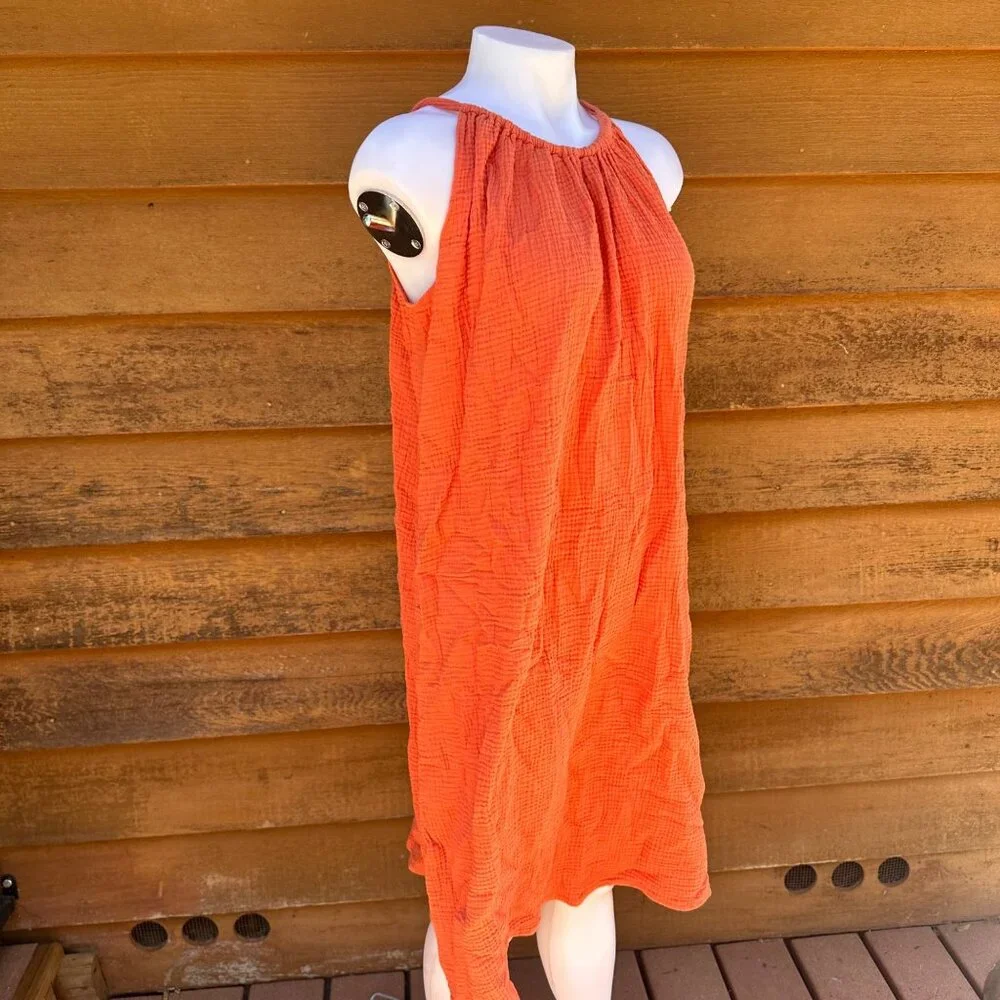 Kona Sol Coral Orange Gauze Soft Comfortable Dress Size S/M - Picture 6 of 8